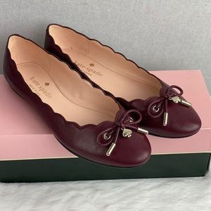 Kate Spade Priya Scalloped Ballet Flats 9.5 Cherrywood ( Maroon)